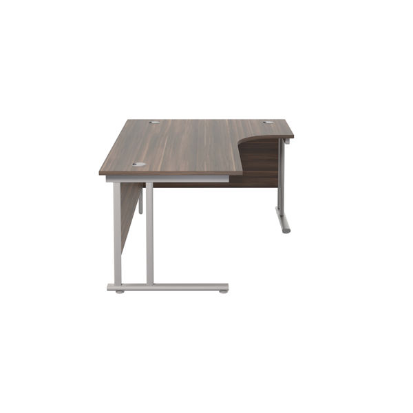 Jemini Radial Right Hand Cantilever Desk 1600x1200x730mm Dark Walnut/Silver KF807636