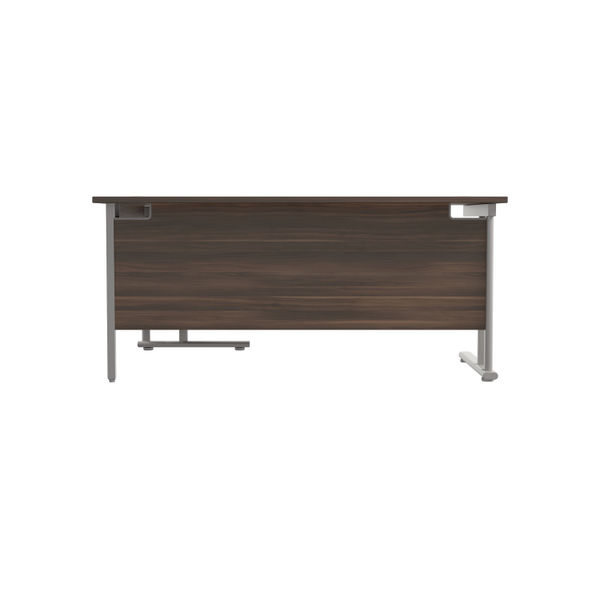 Jemini Radial Right Hand Cantilever Desk 1600x1200x730mm Dark Walnut/Silver KF807636