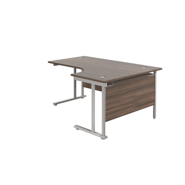 Jemini Radial Right Hand Cantilever Desk 1600x1200x730mm Dark Walnut/Silver KF807636