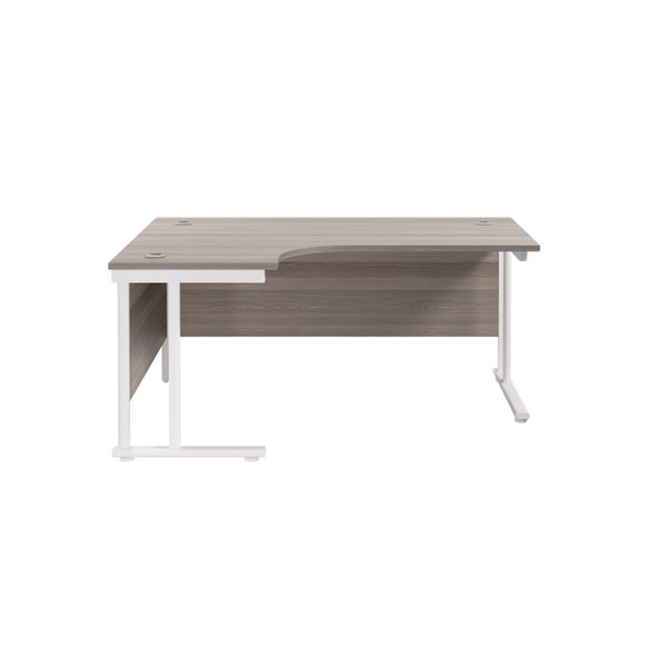 Jemini Radial Left Hand Cantilever Desk 1600x1200x730mm Grey Oak/White KF807650