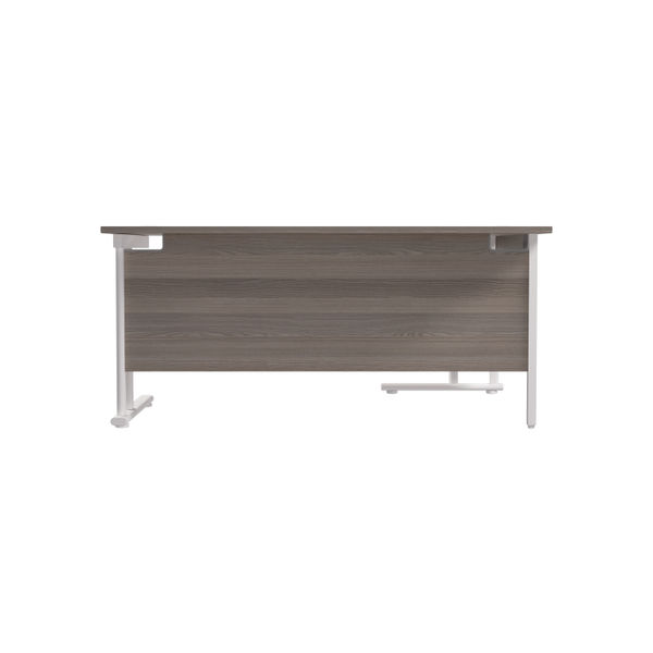 Jemini Radial Left Hand Cantilever Desk 1600x1200x730mm Grey Oak/White KF807650