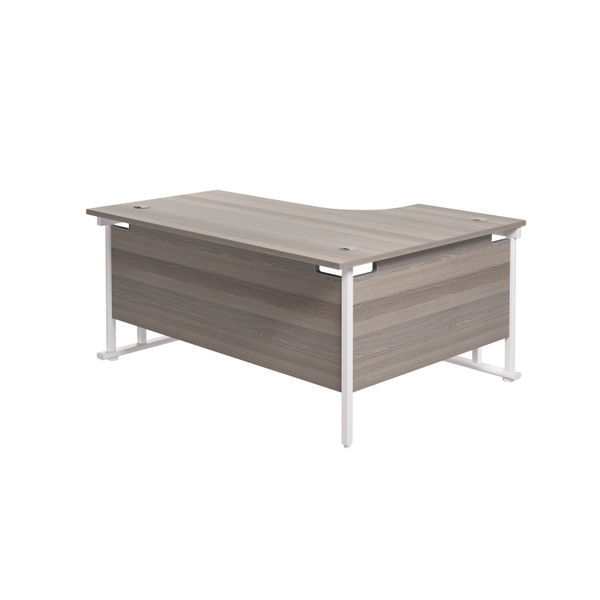 Jemini Radial Left Hand Cantilever Desk 1600x1200x730mm Grey Oak/White KF807650