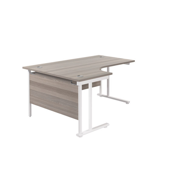 Jemini Radial Left Hand Cantilever Desk 1600x1200x730mm Grey Oak/White KF807650