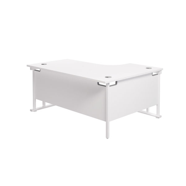 Jemini Radial Left Hand Cantilever Desk 1600x1200x730mm White/White KF807674