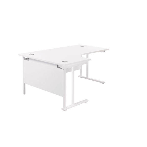 Jemini Radial Left Hand Cantilever Desk 1600x1200x730mm White/White KF807674