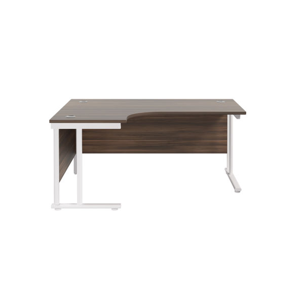Jemini Radial Left Hand Cantilever Desk 1600x1200x730mm Dark Walnut/White KF807698