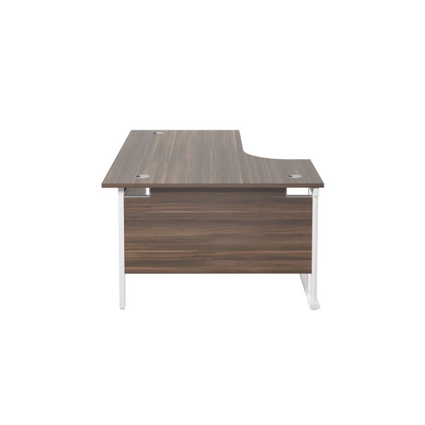 Jemini Radial Left Hand Cantilever Desk 1600x1200x730mm Dark Walnut/White KF807698