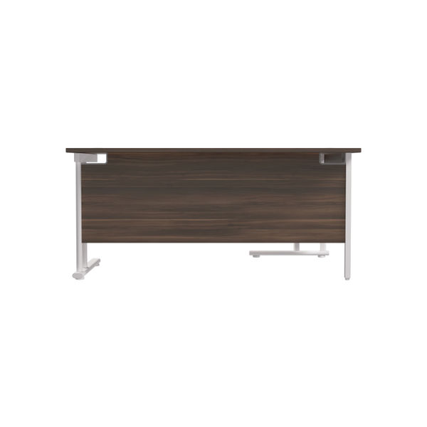 Jemini Radial Left Hand Cantilever Desk 1600x1200x730mm Dark Walnut/White KF807698