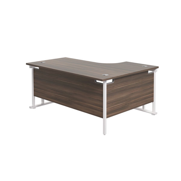 Jemini Radial Left Hand Cantilever Desk 1600x1200x730mm Dark Walnut/White KF807698