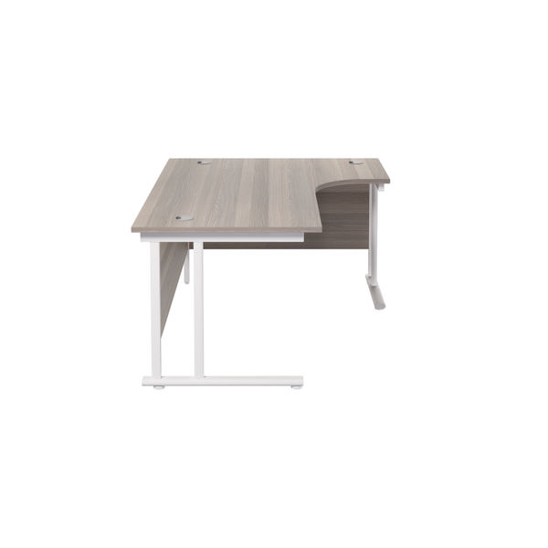 Jemini Radial Right Hand Cantilever Desk 1600x1200x730mm Grey Oak/White KF807711