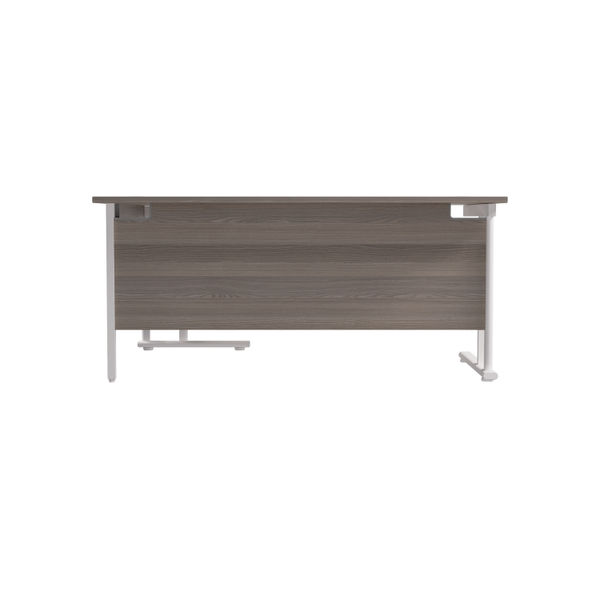 Jemini Radial Right Hand Cantilever Desk 1600x1200x730mm Grey Oak/White KF807711