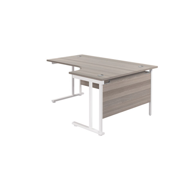 Jemini Radial Right Hand Cantilever Desk 1600x1200x730mm Grey Oak/White KF807711