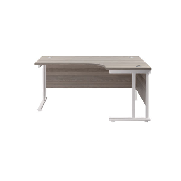 Jemini Radial Right Hand Cantilever Desk 1600x1200x730mm Grey Oak/White KF807711