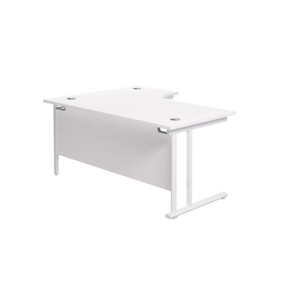 Jemini Radial Right Hand Cantilever Desk 1600x1200x730mm White/White KF807735