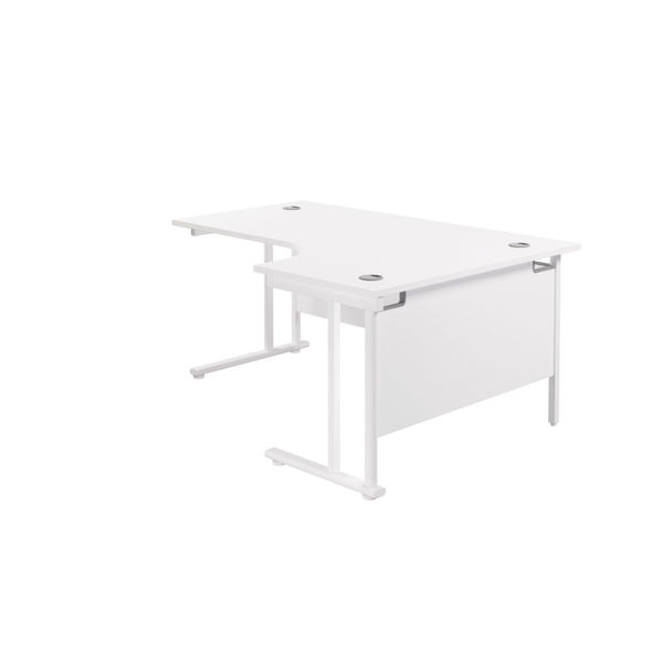 Jemini Radial Right Hand Cantilever Desk 1600x1200x730mm White/White KF807735