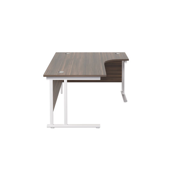 Jemini Radial Right Hand Cantilever Desk 1600x1200x730mm Dark Walnut/White KF807759