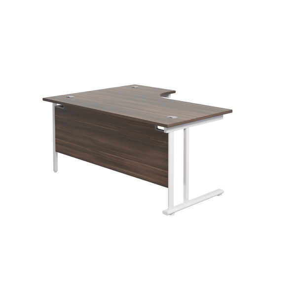 Jemini Radial Right Hand Cantilever Desk 1600x1200x730mm Dark Walnut/White KF807759