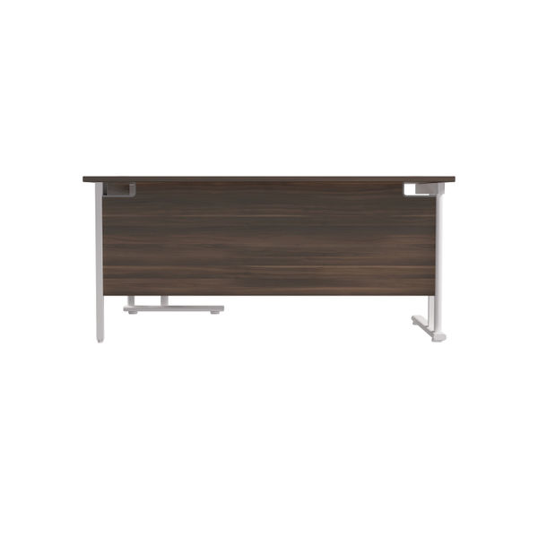 Jemini Radial Right Hand Cantilever Desk 1600x1200x730mm Dark Walnut/White KF807759