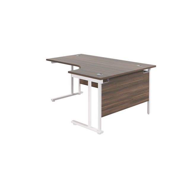 Jemini Radial Right Hand Cantilever Desk 1600x1200x730mm Dark Walnut/White KF807759