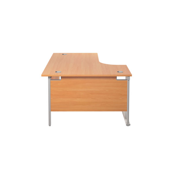 Jemini Radial Left Hand Cantilever Desk 1800x1200x730mm Beech/Silver KF807766