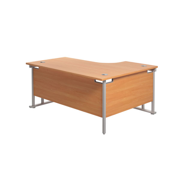 Jemini Radial Left Hand Cantilever Desk 1800x1200x730mm Beech/Silver KF807766