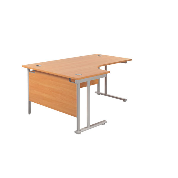 Jemini Radial Left Hand Cantilever Desk 1800x1200x730mm Beech/Silver KF807766