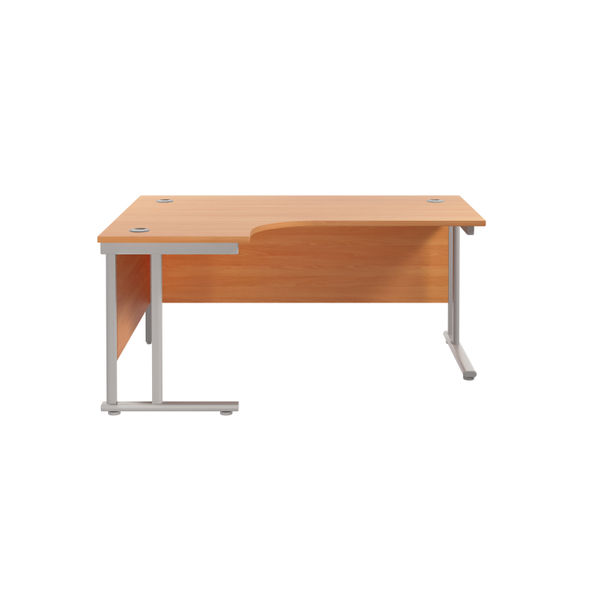 Jemini Radial Left Hand Cantilever Desk 1800x1200x730mm Beech/Silver KF807766