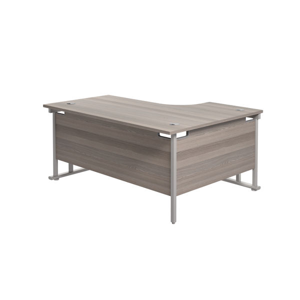 Jemini Radial Left Hand Cantilever Desk 1800x1200x730mm Grey Oak/Silver KF807773