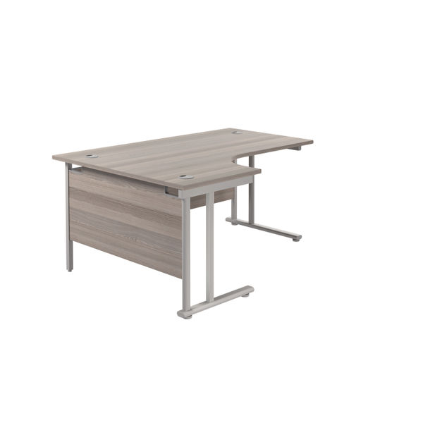 Jemini Radial Left Hand Cantilever Desk 1800x1200x730mm Grey Oak/Silver KF807773