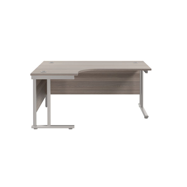 Jemini Radial Left Hand Cantilever Desk 1800x1200x730mm Grey Oak/Silver KF807773