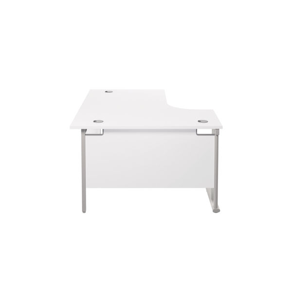 Jemini Radial Left Hand Cantilever Desk 1800x1200x730mm White/Silver KF807797