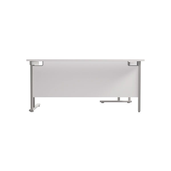 Jemini Radial Left Hand Cantilever Desk 1800x1200x730mm White/Silver KF807797