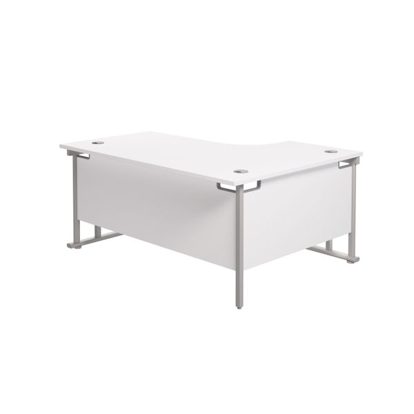 Jemini Radial Left Hand Cantilever Desk 1800x1200x730mm White/Silver KF807797