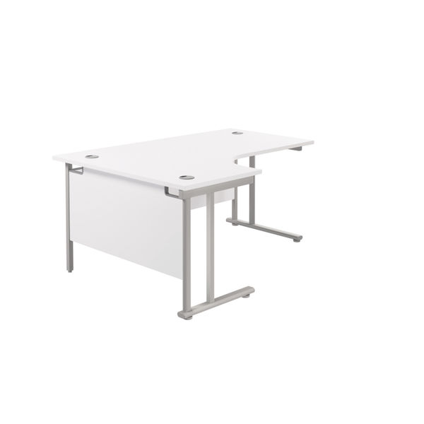 Jemini Radial Left Hand Cantilever Desk 1800x1200x730mm White/Silver KF807797