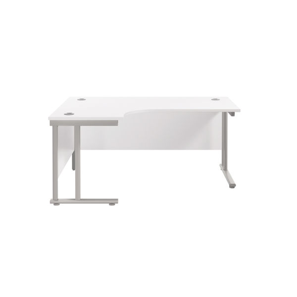 Jemini Radial Left Hand Cantilever Desk 1800x1200x730mm White/Silver KF807797