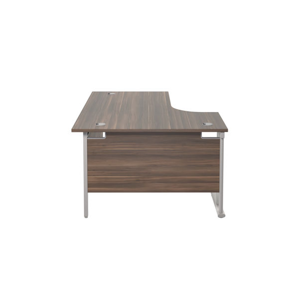 Jemini Radial Left Hand Cantilever Desk 1800x1200x730mm Dark Walnut/Silver KF807810