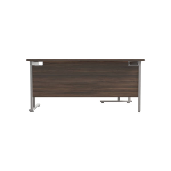 Jemini Radial Left Hand Cantilever Desk 1800x1200x730mm Dark Walnut/Silver KF807810