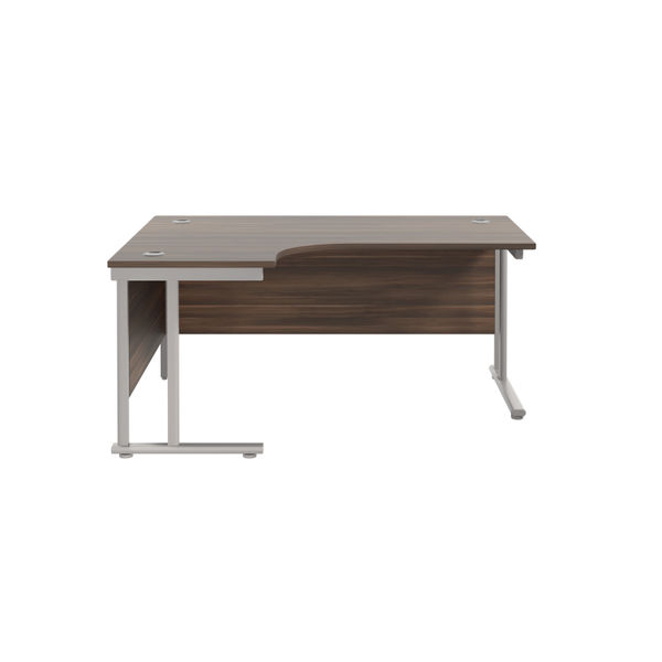 Jemini Radial Left Hand Cantilever Desk 1800x1200x730mm Dark Walnut/Silver KF807810