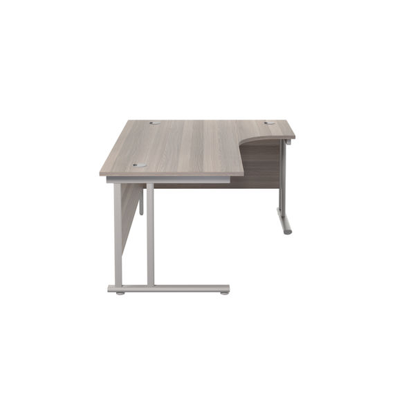 Jemini Grey Oak/Silver Cantilever Right Hand Radial Desk