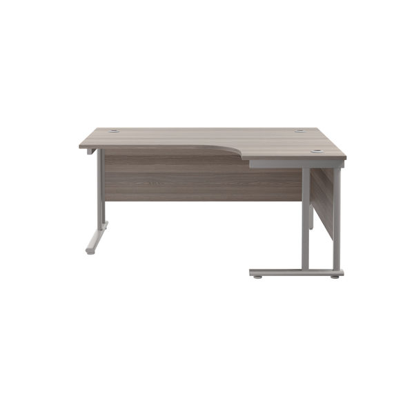 Jemini Grey Oak/Silver Cantilever Right Hand Radial Desk
