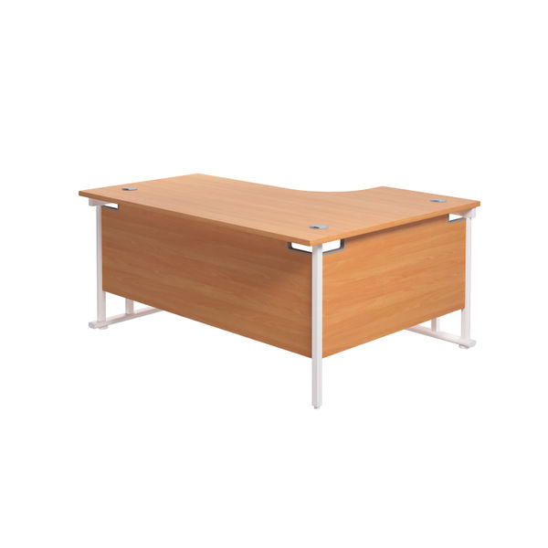 Jemini Radial Left Hand Cantilever Desk 1800x1200x730mm Beech/White KF807889