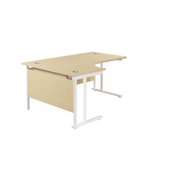 Jemini Radial Left Hand Cantilever Desk 1800x1200x730mm Maple/White KF807926