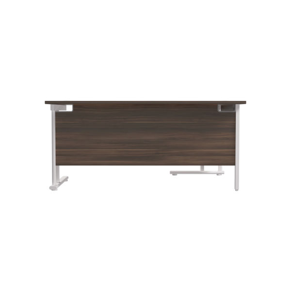 Jemini Radial Left Hand Cantilever Desk 1800x1200x730mm Dark Walnut/White KF807933