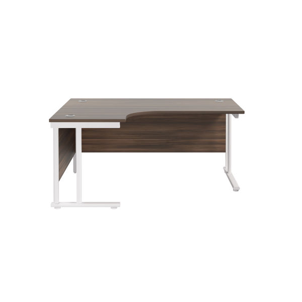 Jemini Radial Left Hand Cantilever Desk 1800x1200x730mm Dark Walnut/White KF807933