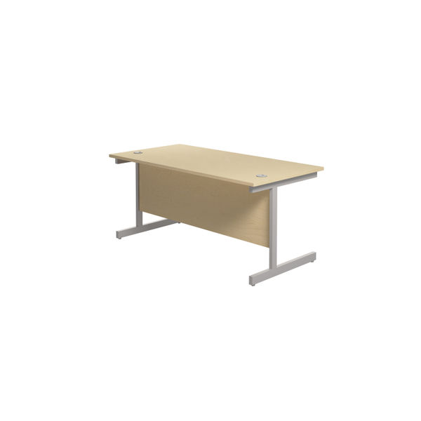 Jemini Single Rectangular Desk 1600x800x730mm Maple/Silver KF801285