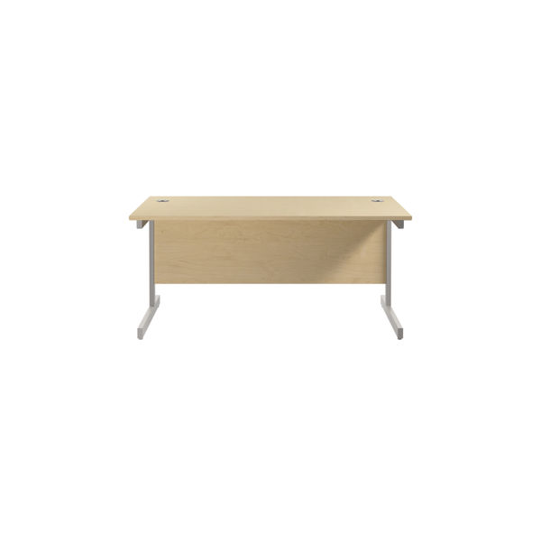 Jemini Single Rectangular Desk 1600x800x730mm Maple/Silver KF801285
