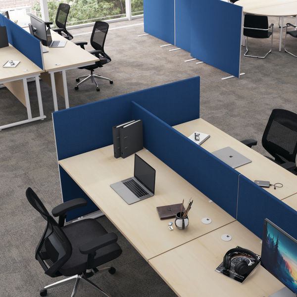 Jemini Straight Desk Mounted Screen 1800x25x400mm Blue KF78982