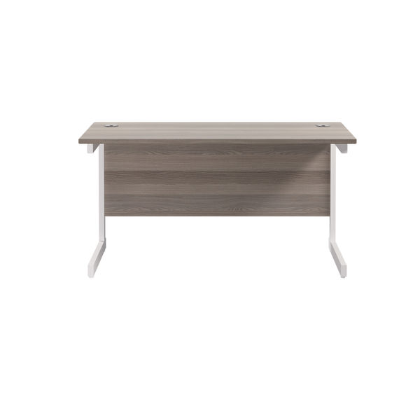 Jemini 1400x600mm Grey Oak/White Single Rectangular Desk
