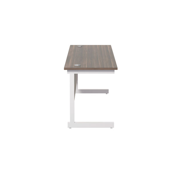 Jemini Single Rectangular Desk 1400x600x730mm Dark Walnut/White KF800632