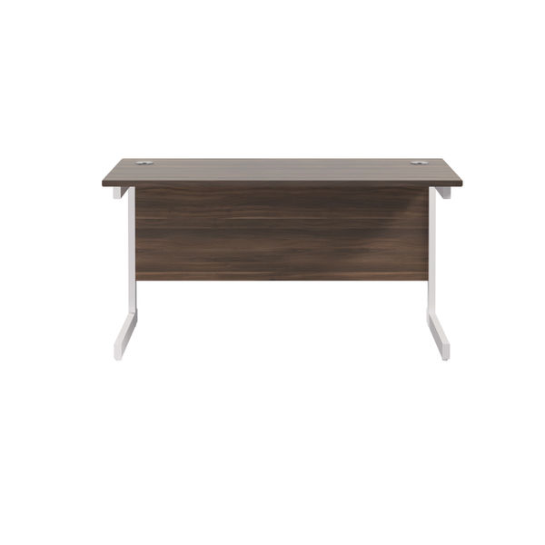 Jemini Single Rectangular Desk 1400x600x730mm Dark Walnut/White KF800632